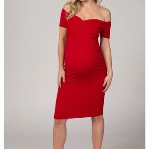 Pinkblush Red Off-Shoulder Midi Dress